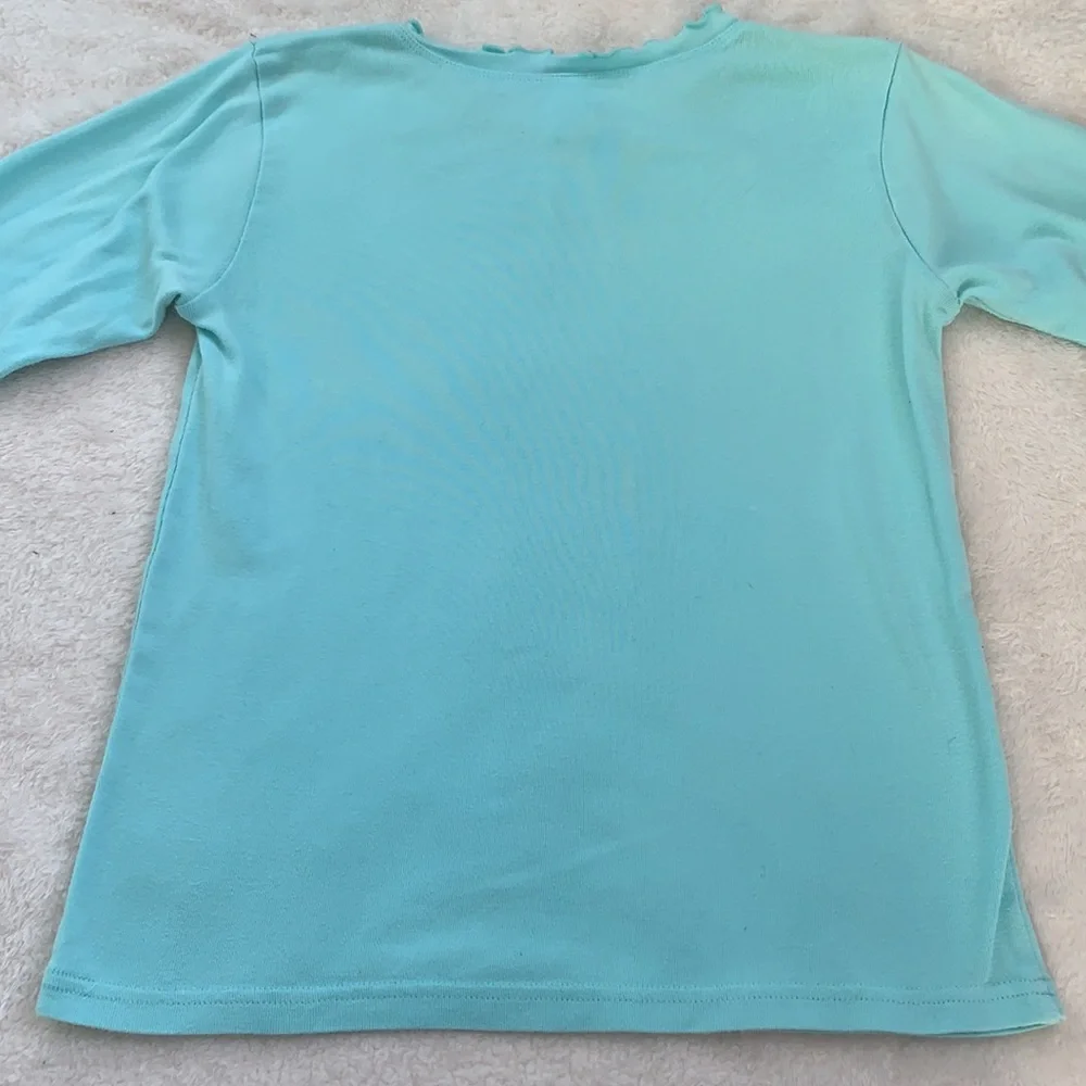 Gymboree Basic Mint Green/Blue Top Ruffle Neck 12